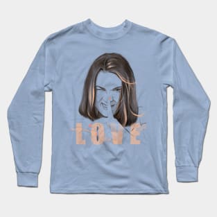 portrait of a girl the inscription love Long Sleeve T-Shirt